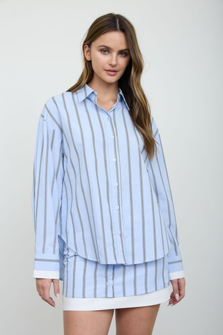 Blu Pepper Contrast Cuff Button Up