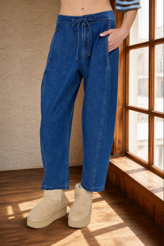 Blu Pepper Drawstring Barrel Jeans