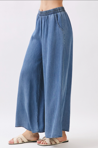 Final Touch Wide Leg Chambray Pants