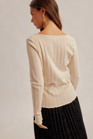 Hem & Thread Long Sleeve Lettuce Hem Top