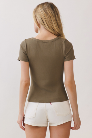 Final Touch Ribbed Square Neck Tee