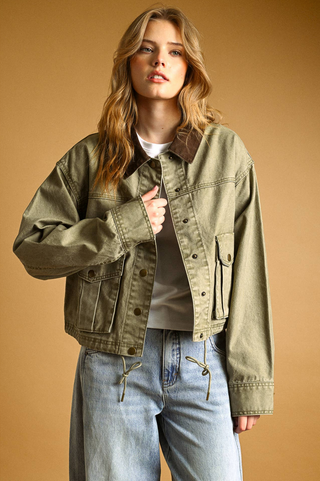 Miou Muse Contrast Collar Barn Jacket