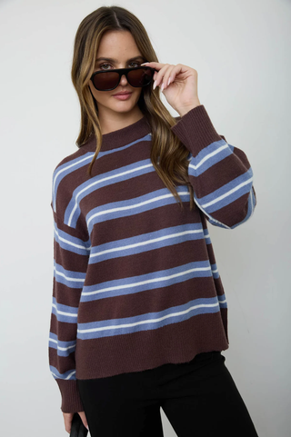 Blu Pepper Double Stripe Crew Sweater