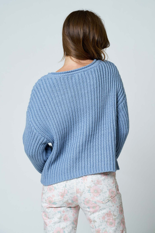 Blu Pepper Rolled Hem Pullover Sweater