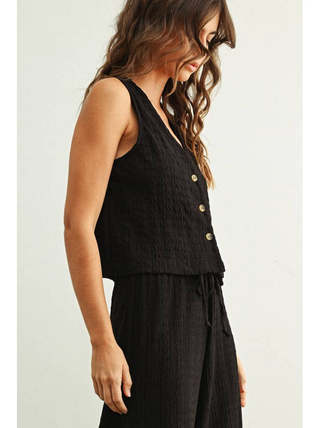 Miou Muse Crinkled Button Up Vest