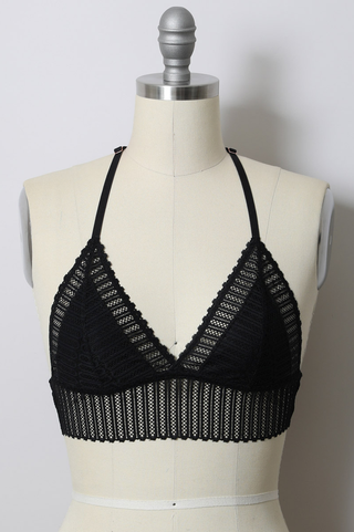 Leto Accessories Ribbed Lace Boho Racerback Bralette