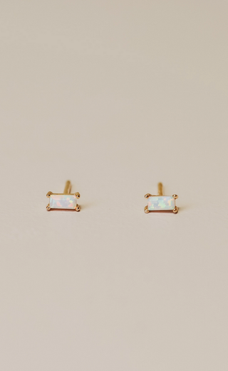 JaxKelly Baguette White Opal Earrings