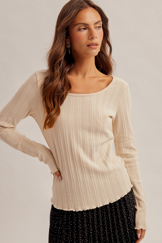 Hem & Thread Long Sleeve Lettuce Hem Top